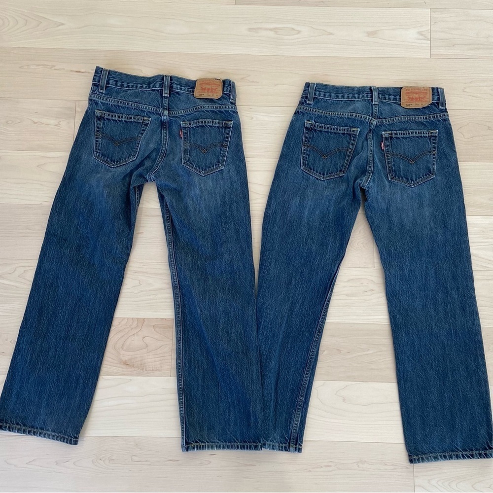 Levis men bundle 2 jeans 505 straight leg stretch blue denim size 27/youth 14 - Picture 2 of 11